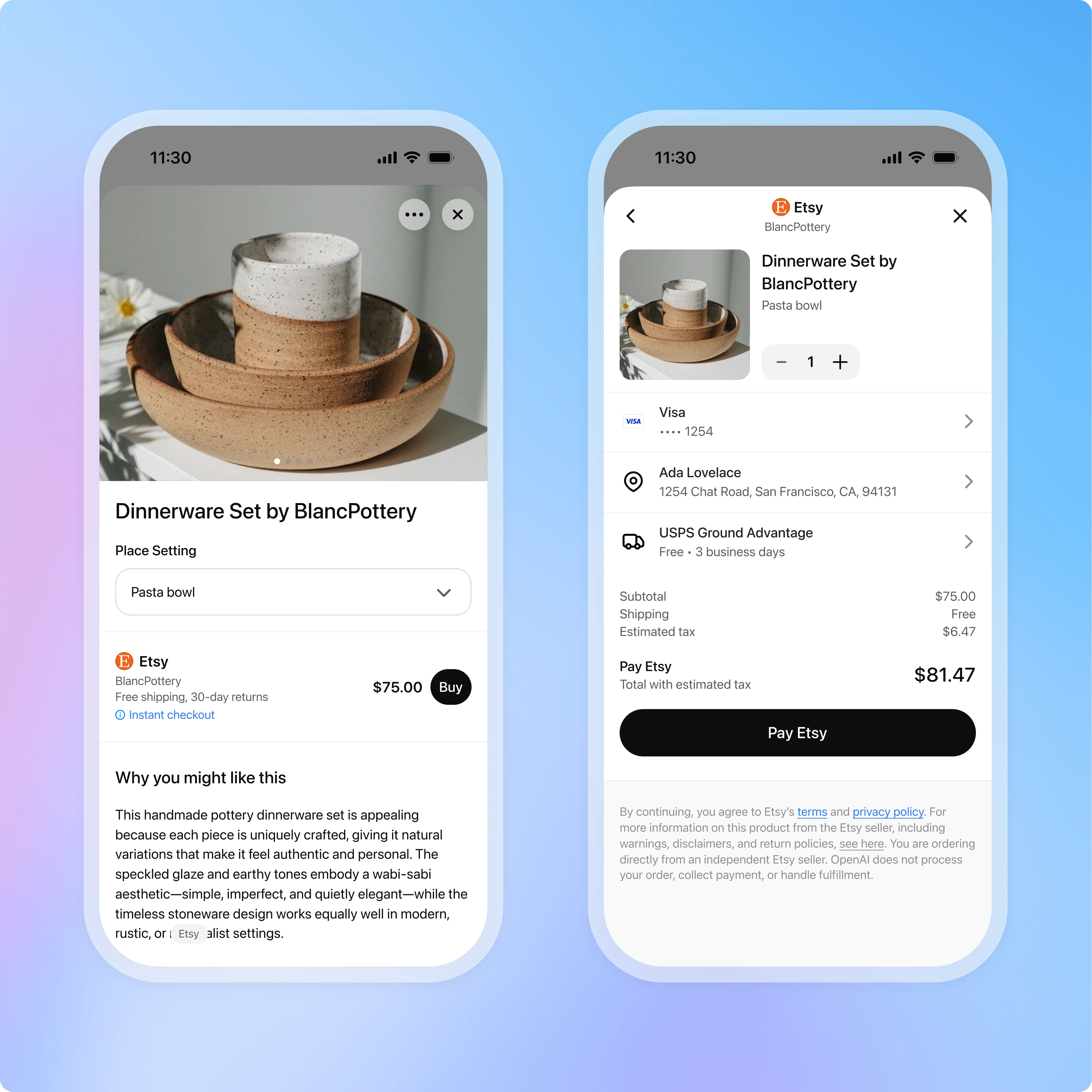 AI-assisted checkout experience in a commerce workflow