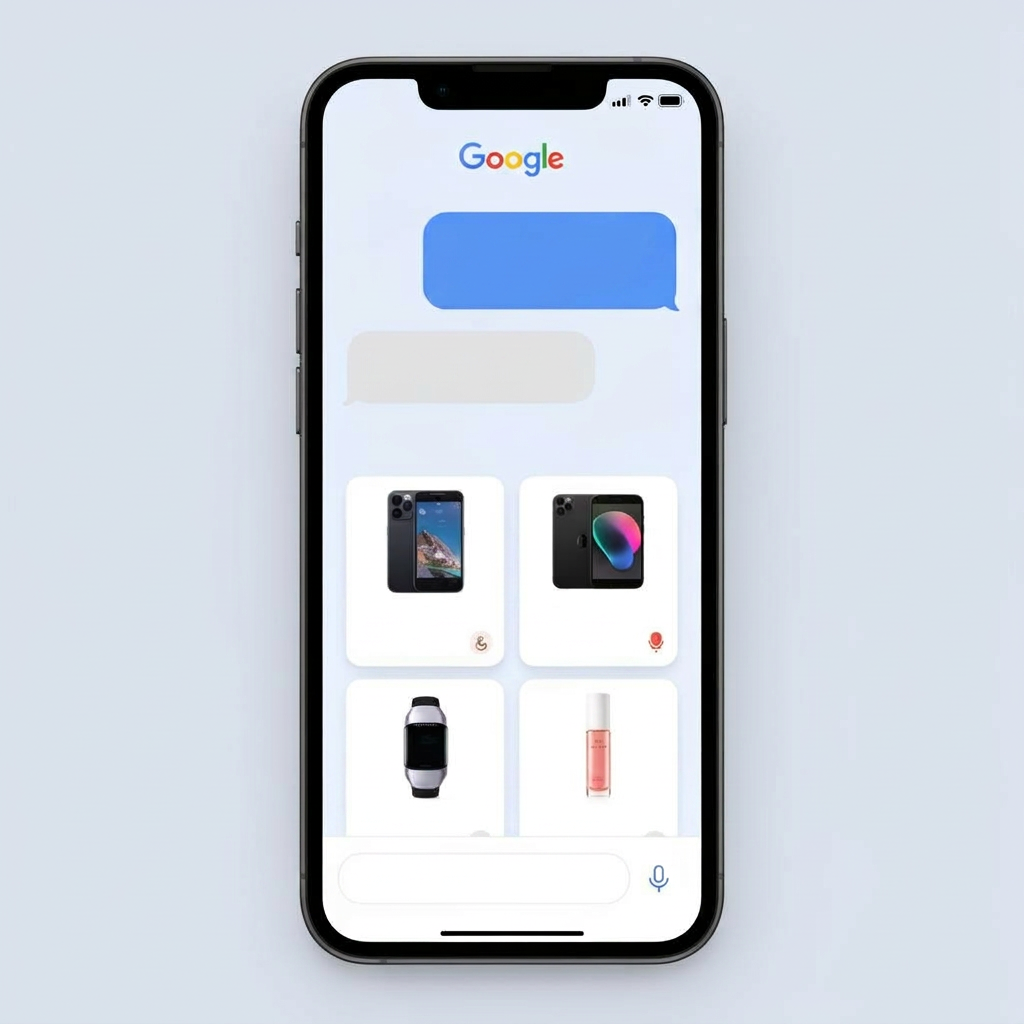 Google AI Mode shopping ads format showing sponsored retail listings in conversational search results